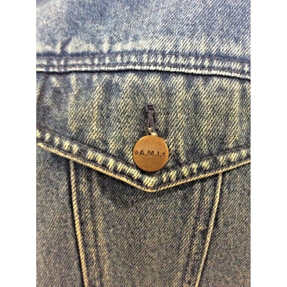 AMI Vintage Womens M Denim Jean Trucker Jacket Embroidered Coat Size M - Picture 3 of 7